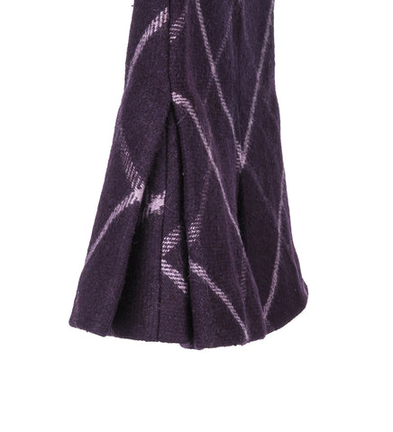 RECONSTITUED MILITARY BLANKET PLEATED SKIRT PURPLE CHECK