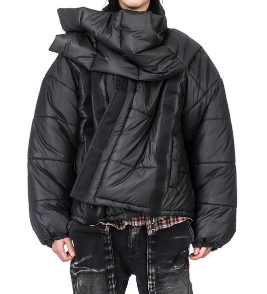 VELCRO PUFFER JACKET BLACK