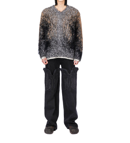 HAIRY GARDIENT SWEATER BLACK/GREY/CAMEL