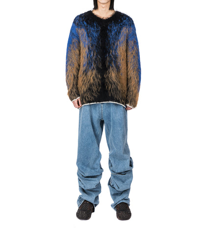 HAIRY GARDIENT SWEATER BLACK/CAMEL/BLUE