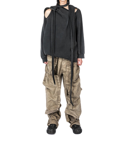 VELCRO CARGO PANTS WASHED KHAKI