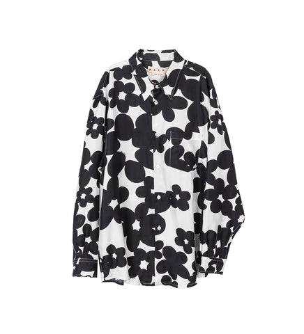 FLOWER PRINTED SHIRT BLACK/WHITE