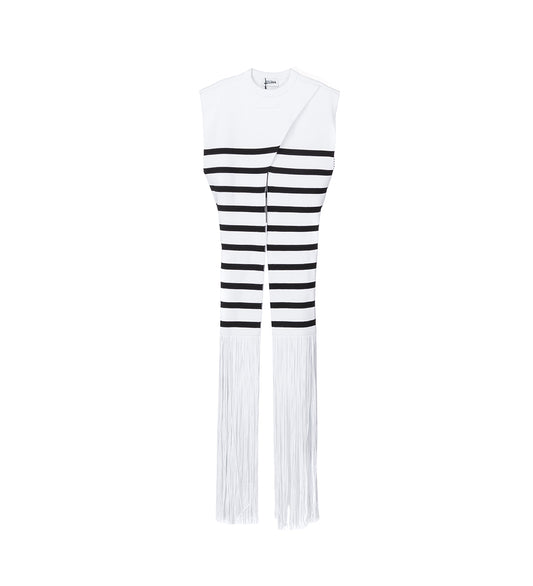 THE FRINGED MARINIERE TOP WHITE