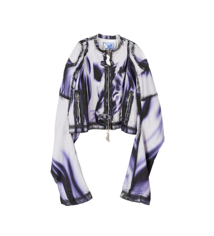 OVERSIZED DENIM JACKET WHITE/BLACK/PURPLE