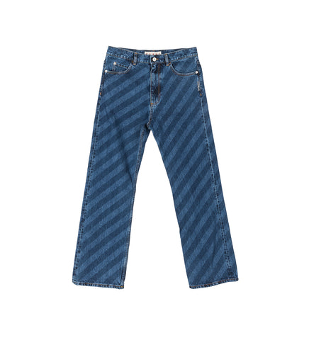 LASER PRINTED DENIM PANTS INDIGO