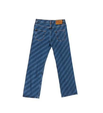 LASER PRINTED DENIM PANTS INDIGO