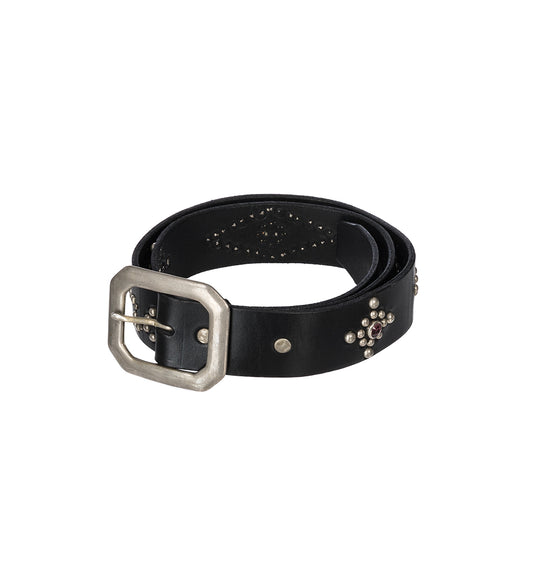 STUDDED LEATHER BELT BLACK