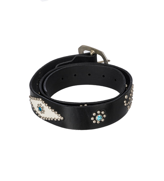 STUDDED LEATHER BELT BLACK