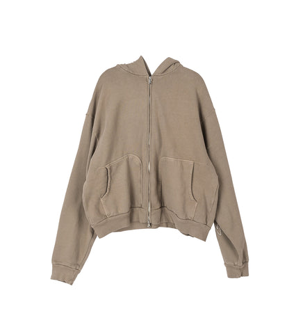 ZIP UP HOODIE TAN