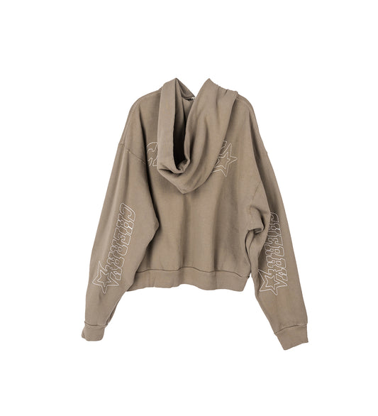 ZIP UP HOODIE TAN