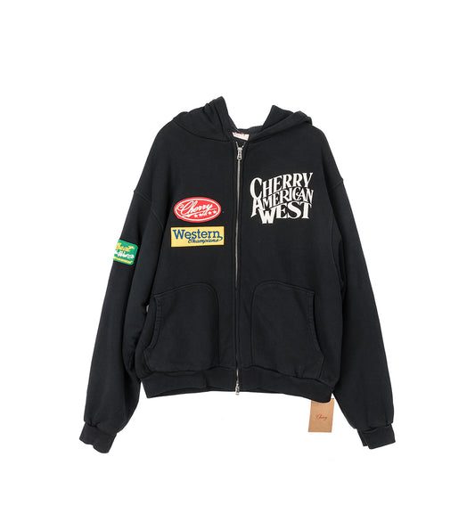 RODEO CHAMP ZIP UP HOODIE BLACK