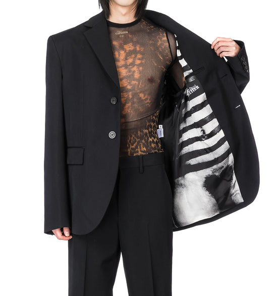 WOOL TAILORED JACKET WITH PRINTED LINING BODY MARINERE BLACK/WHITE