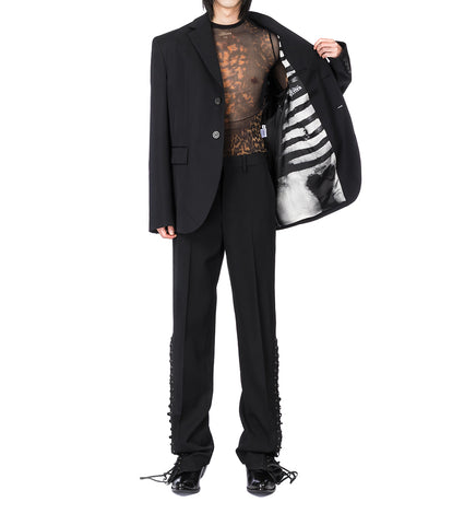 WOOL TAILORED JACKET WITH PRINTED LINING BODY MARINERE BLACK/WHITE