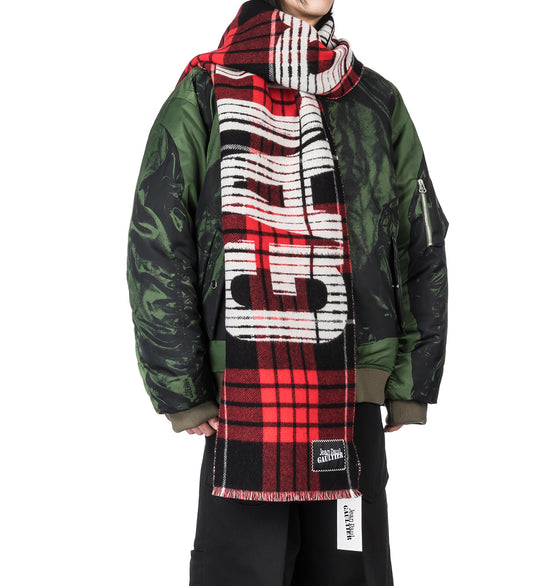 GAULTIER TARTAN WOOL SCARF RED/BLACK/WHITE