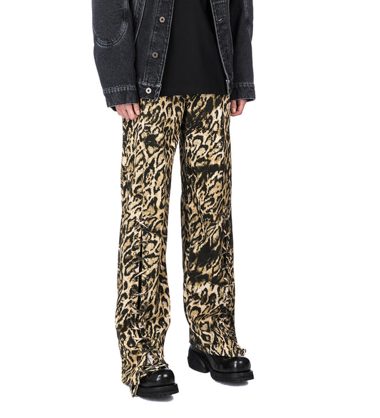 DENIM PANT WITH LACING LEOPARD