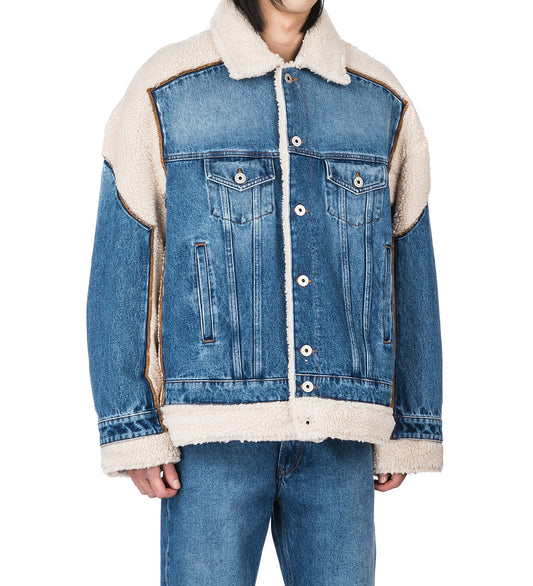 SHEARLING AND DENIM JACKET BLUE/BEIGE