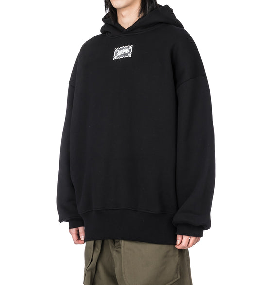 LACE LABEL OVERSIZED HOODIE BLACK