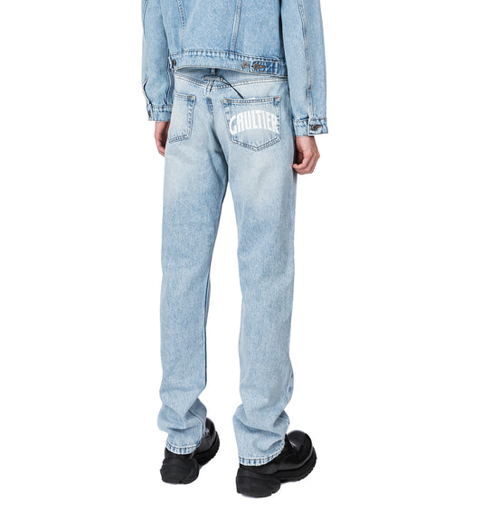 DENIM PANTS WITH LOGO LIGHT BLUE