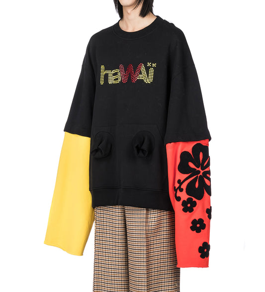 HAWAII BLACK HOLE SWEAT SUPER OVERSIZED BLACK