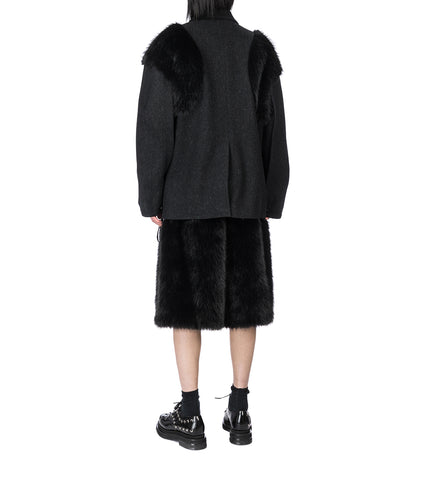 BOXY ARMOUR JACKET W/FAUX FUR DETAIL BLACK