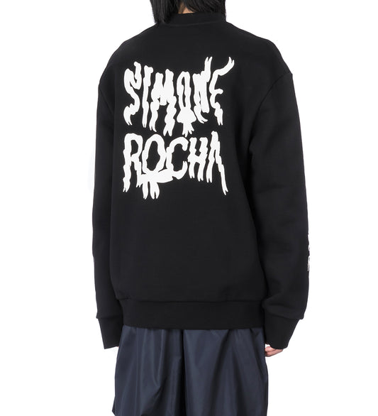 SWEATSHIRT W/ RIBBON LOGO PRINT BLACK/WHITE