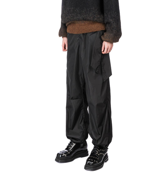 ANKLE GATHERED TRACK TROUSERS W/BOW DETAIL BLACK