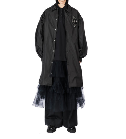 OVERSIZED LONG SLEEVE POLO DRESS W/ EMB BLACK/JET