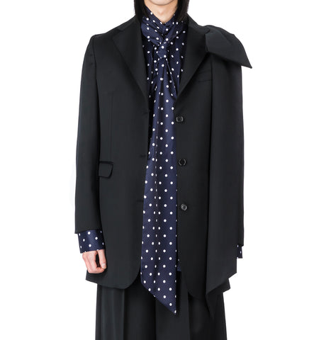 LONGLINE PLUNGE JACKET W/ BOW DETAIL BLACK