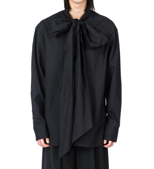 EASY SHIRT W/ FRONT NECK BOW BLACK