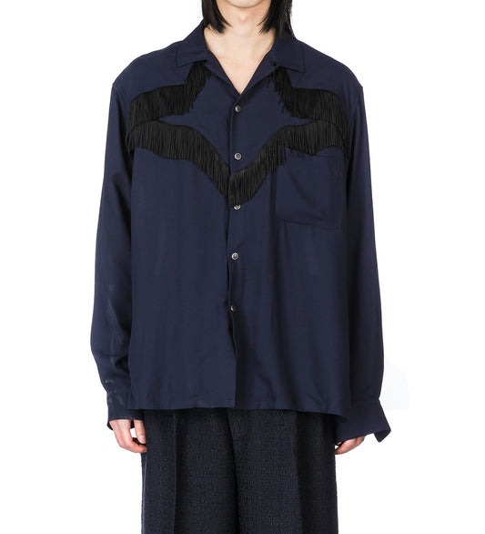 VIYELLA FRINGE SHIRT NAVY