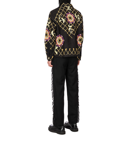 BEADED FRINGE TROUSER BLACK