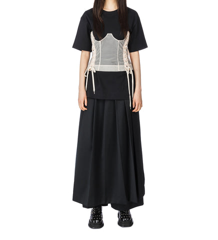 BOXY T-SHIRT W/ CORSET PANEL BLACK/NUDE