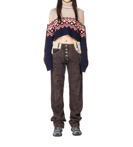 CROPPED LAYERED NORDIC KNIT NAVY