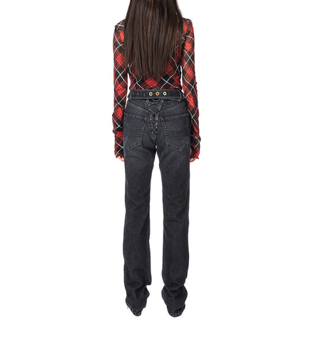 LACING DENIM JEAN VINTAGE BLACK
