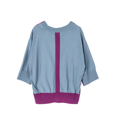 ZAFAR KNITTED TOP CHINESE PURPLE/DUSTY BLUE