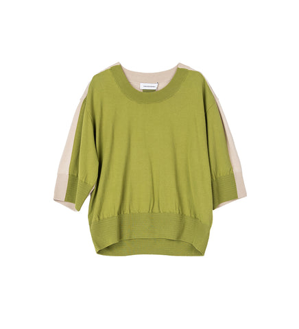 ZAFAR KNITTED TOP MOSS GREEN/ALMOND