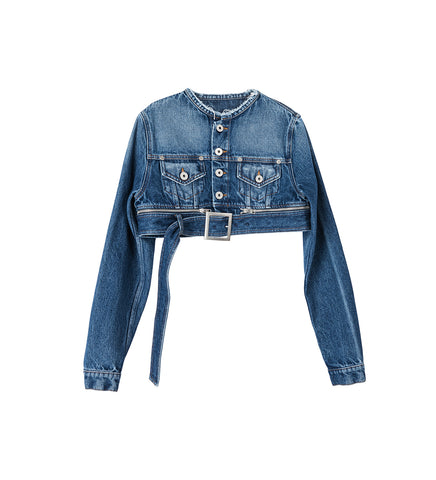 SUPER CROPPED DENIM JACKET VINTAGE BLUE