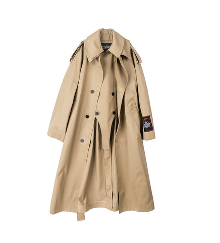 COTTON TWILL DECONSTRUCTED TRENCH WITH BODY DETAILS BEIGE