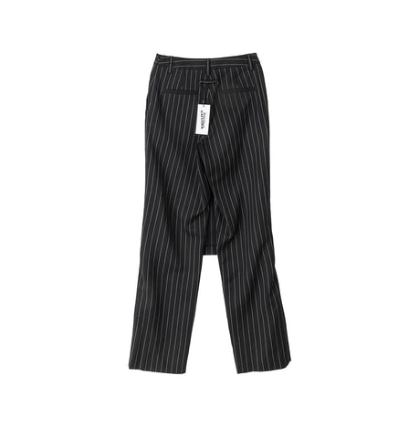 PINSTRIPE WOOL TAILORED PANT SKIRT WITH CORSET BLACK/WHITE