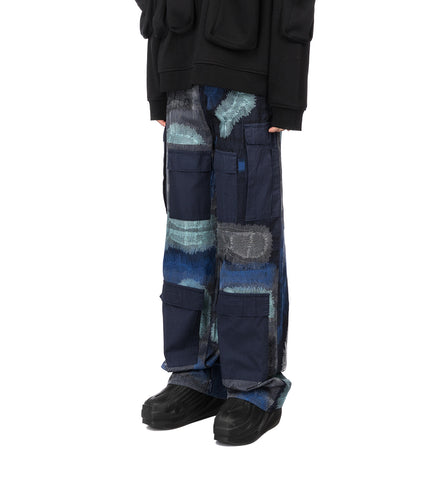 CAMOUFLAGE EMBROIDERY PANTS INDIGO