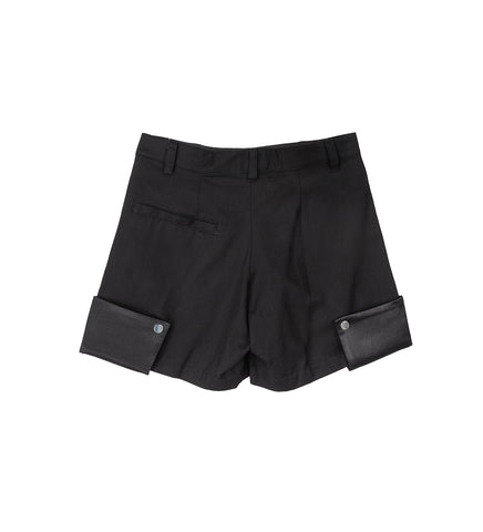 CUFF SATIN SHORTS BLACK/BLACK