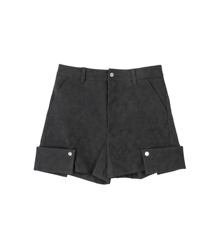 CUFF FAUX SUEDE SHORTS GREY