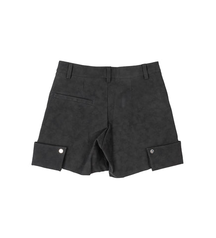 CUFF FAUX SUEDE SHORTS GREY