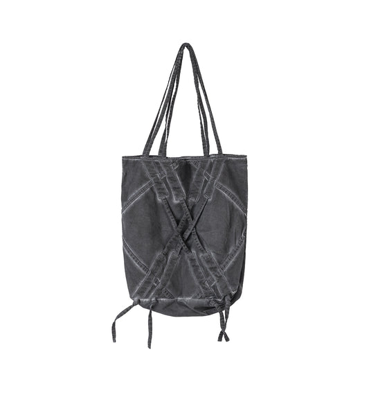 CROSSED LACE TOTE BAG WASHED GREY