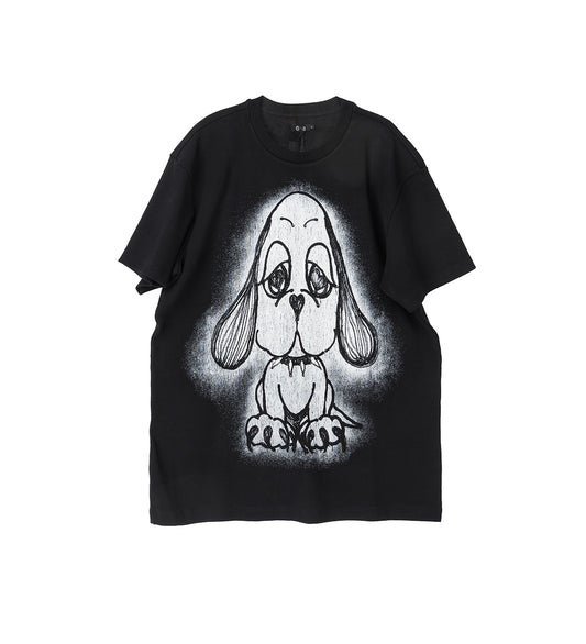 HEART PUP TEE HEAVY RIB TEE BLACK