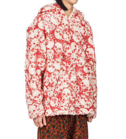 PRINTED VINTAGE FLEECE HOODIE RED