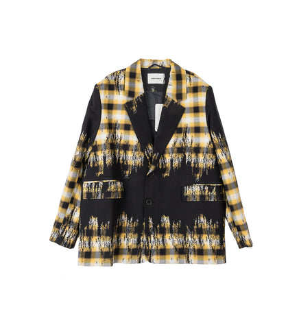NOTE BLAZER BLURRY BLACK/YELLOW CHECK