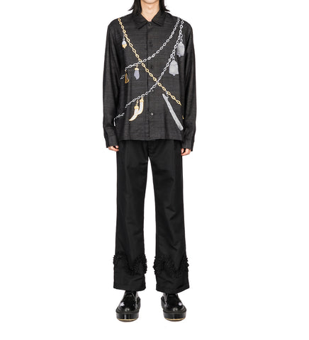 CHAIN EMBROIDERED SHIRT BLACK