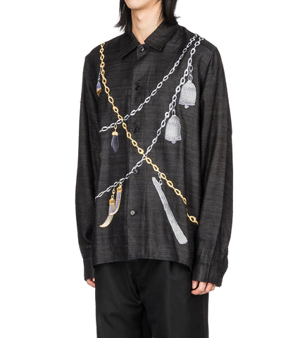 CHAIN EMBROIDERED SHIRT BLACK