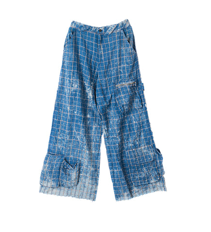 TREATED PANTS BLUE CHECKED